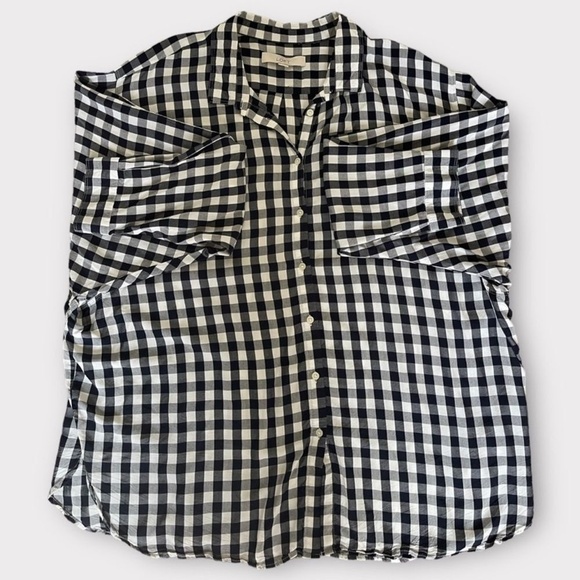 LOFT Womens Gingham Checkered Button-down‎ Rayon Blouse Size XXL - Picture 5 of 12